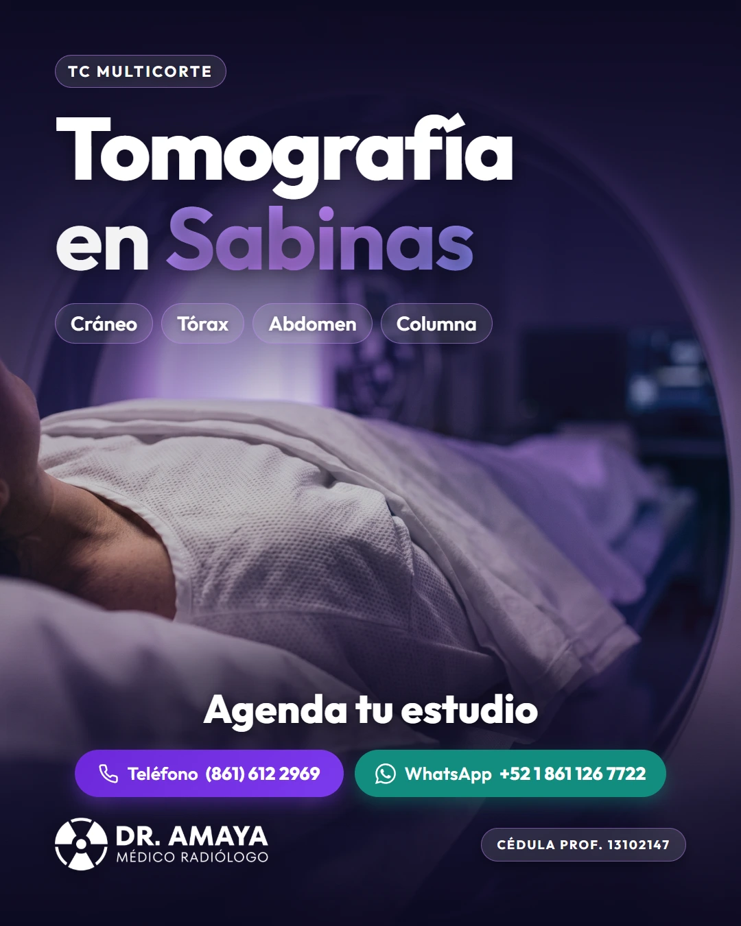 Tomografía en Sabinas — Dr. Amaya, médico radiólogo certificado